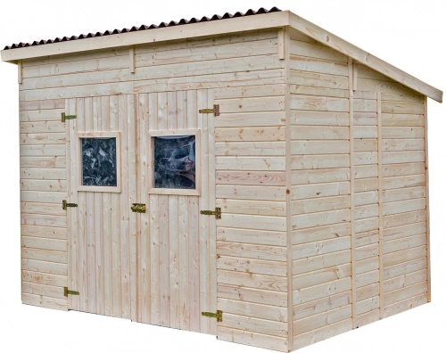 Abri Candela Mono Pente – Épicéa Massif 16 mm – Plaques Ondulées Bitumées – Sans Plancher