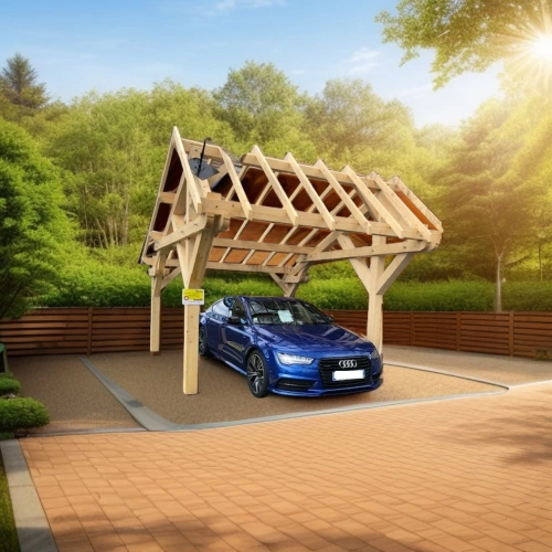 Auvent Asymétrique 19,70 m² – Sapin du Nord Contrecollé – Structure en Bois – Sans Couverture