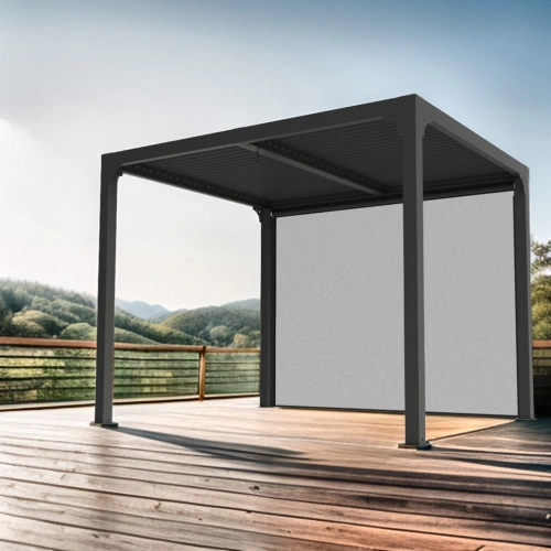 Pergola bioclimatique aluminium gris anthracite - 7,2 m² - Ventelles orientables