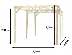 Carport Autoclavé 14,91 m² – Pin Sylvestre – Structure en Bois – Sans Couverture
