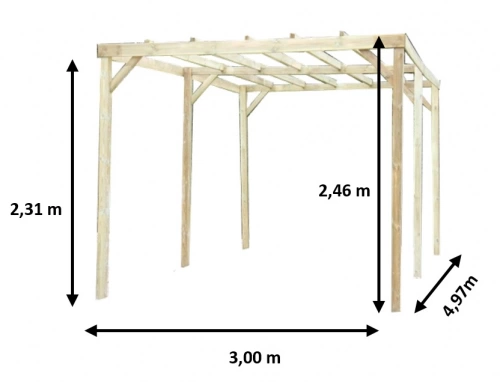 Carport Autoclavé 14,91 m² – Pin Sylvestre – Structure en Bois – Sans Couverture