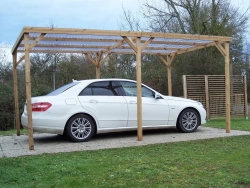 Pergola 14,79 m² – Bois Thermochauffé – Toit Plat avec 2 Modules Latéraux