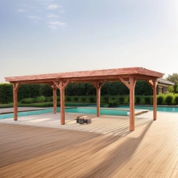 Carport Ombra - 4,04 x 7,54 m - Sapin du Nord Contrecollé - 6 Poteaux - Toit Bac Acier