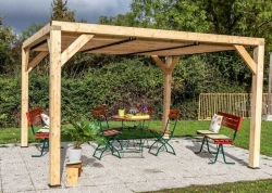 Pergola Veneto - 3,40 x 3,60 m - Sapin du Nord Contrecollé - Ventelles Mobiles sur le Toit
