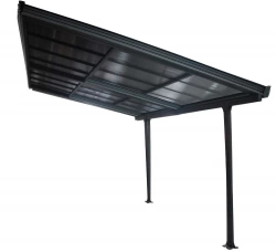 Toit terrasse aluminium gris anthracite - 12,04 m² - Toit amovible - Panneaux polycarbonate anti-UV 6 mm