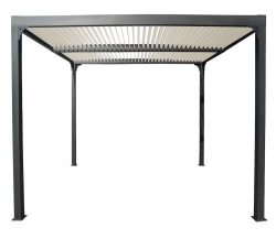 Pergola bioclimatique / Surf. 10,80 m2 / toit lames ovales coloris écru - Alu