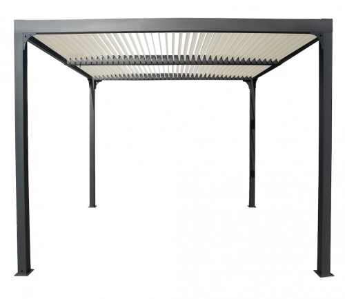 Pergola bioclimatique / Surf. 10,80 m2 / toit lames ovales coloris écru - Alu