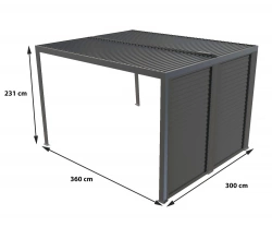 Pergola Bioclimatique Aluminium Gris Anthracite avec Ventelles Latérales Amovibles – 10,80 m² – Lames Orientables Manuelles