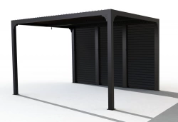 Pergola Bioclimatique Aluminium Gris Anthracite avec Ventelles Latérales Imitation Bois – 10,80 m² – Lames Orientables Manuelles