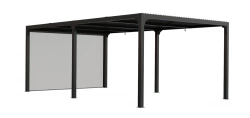 Pergola Bioclimatique Aluminium XXL avec Rideau Manuel – Gris Anthracite – 21,52 m²