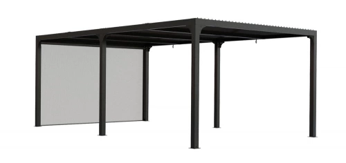 Pergola Bioclimatique Aluminium XXL avec Rideau Manuel – Gris Anthracite – 21,52 m²