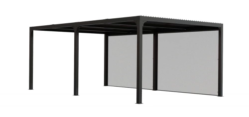 Pergola bioclimatique XXL + 2 rideaux manuels pour côté 5,98 m - 21,52 m2 - Alu