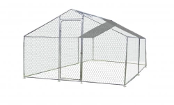 Enclos parc grillagé ENC 3040 25 GJM – 12 m² – Structure acier galvanisé – Grillage losange 4 cm – Bâche de toit polyester 300 gr/m² - 7-9 poules