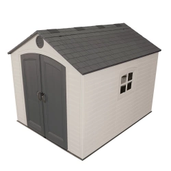 Abri résine PEHD 7,44m2 - imitation bardage grand volume + plancher - toit 2 pentes
