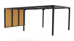 Pergola bioclimatique aluminium XXL – 21,52 m² avec ventelles latérales imitation bois – gris anthracite