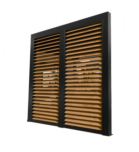 Ventelles latérales mobiles imitation bois pour pergola bioclimatique PER 3630 BI et PER 2430 BI - 3 m