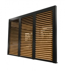 Ventelles latérales mobiles imitation bois pour pergola bioclimatique PER 3630 BI et PER 3660 BI - 3,60 m