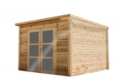 Abri 10,36 m² - Madriers bois massif 42 mm - toit mono pente