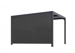 Pergola bioclimatique autoportante - Aluminium thermolaqué - Lames orientables - Rideau latéral - 10,80 m²