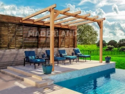 Pergola en bois adossée - modèle ANDORRA - 400 x 400 cm