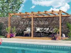 Pergola en bois adossée - modèle PALMA - 600 x 400 cm