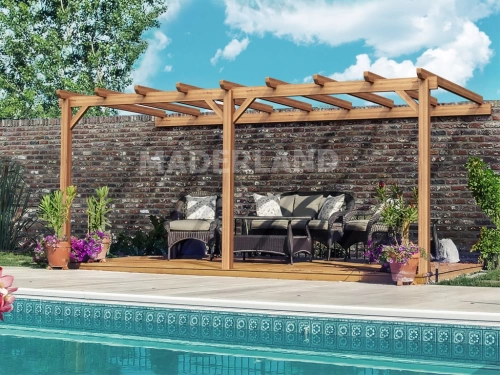 Pergola en bois adossée - modèle PALMA - 600 x 400 cm