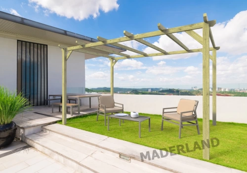 Pergola en bois autoportante - modèle BARCELONA - 600 x 300 cm