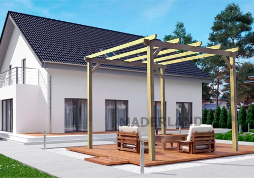 Pergola en bois autoportante - modèle MADRID - 420 x 420 cm