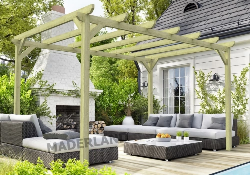 Pergola en bois autoportante - modèle CAMBADOS - 420 x 420 cm
