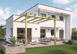 Pergola en bois adossée - modèle LLORET - 300 x 300 cm
