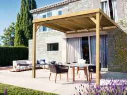 Pergola en bois adossée – modèle RENNES – 500 x 400 cm