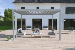 Pergola bioclimatique autoportante gris perle - 300 x 400 x H. 258 cm