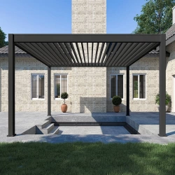 Pergola bioclimatique Ombréa autoportante 4x4M - Anthracite - ELMO