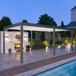 Pergola bioclimatique Ombréa autoportante 4x6M - Anthracite/blanc - ELMO