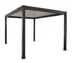 Pergola bioclimatique autoportée Zéphir motorisée aluminium/lames - grey - 3 x 4 m