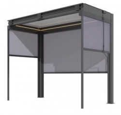 Pergola - Zephir Pool House 3x1,46 Alu et Lames - Graphite et Blanc