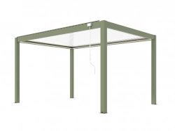 Pergola bioclimatique autoportée solaire en aluminium – MIRA 3 x 4 m – Coloris amande avec lames blanches