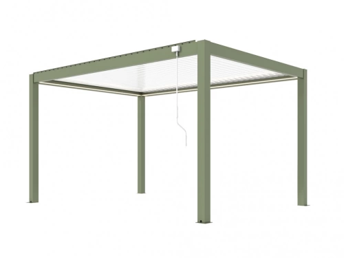 Pergola bioclimatique autoportée solaire en aluminium – MIRA 3 x 4 m – Coloris amande avec lames blanches