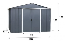 Abri Métal 65AEYZ - S.H. T. 2,77 m² - H. 189cm - Anthracite